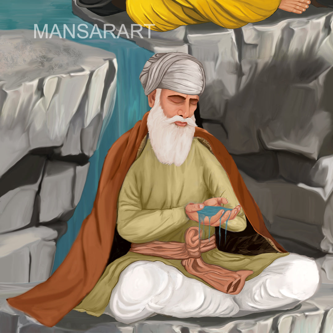 GURU NANAK DEV JI AND  PANJA SAHIB